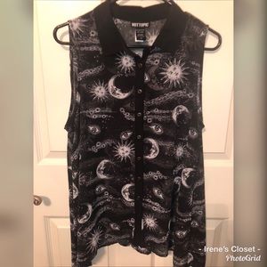 Hot Topic Sheer Button Up Mystic Blouse